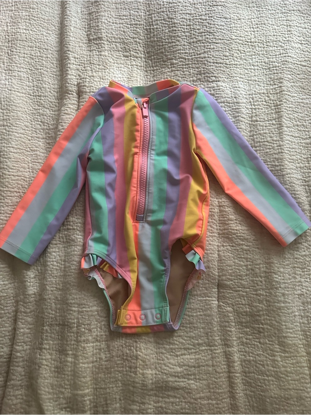 | Old Navy | Striped Pastel Long Sleeve Baby Swimsuit